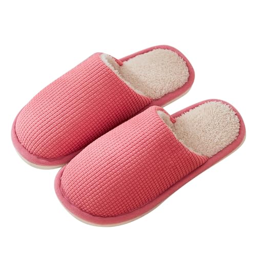 LZPCarra Hausschlappen Damen Flach Winterschuhe Gefüttert Elegant Hausschuhe Damen Warm Slipper Weich Schlupfschuhe Rutschfest Haushaltsschuhe Elegant Hauspantoffeln Plüsch Baumwollhausschuhe Unisex von LZPCarra