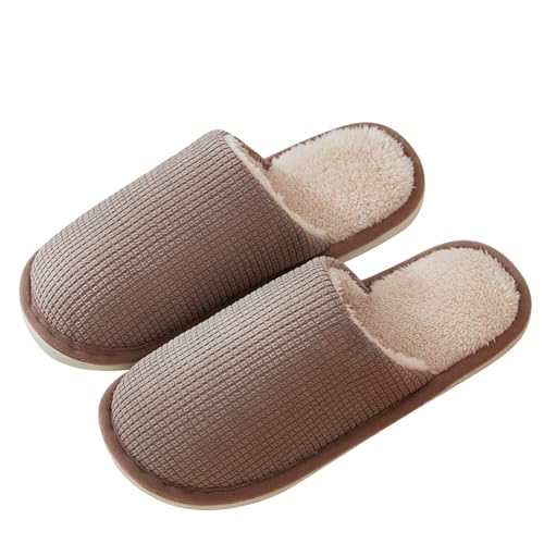 LZPCarra Hausschlappen Damen Flach Winterschuhe Gefüttert Elegant Hausschuhe Damen Warm Slipper Weich Schlupfschuhe Rutschfest Haushaltsschuhe Elegant Hauspantoffeln Plüsch Baumwollhausschuhe Unisex von LZPCarra