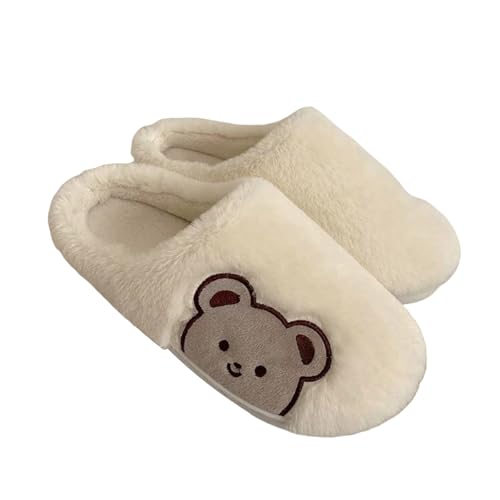 LZPCarra Hausschuhe Damen Plüsch Schwarz Hausschlappen Flach Hüttenschuhe Damen Leicht Winter Winterschuhe Gefüttert Schlupfschuhe Elegant Slippers Rutschfest Haushaltsschuhe Bequem Hauspantoffeln von LZPCarra
