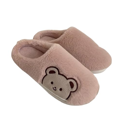 LZPCarra Hausschuhe Damen Plüsch Schwarz Hausschlappen Flach Hüttenschuhe Damen Leicht Winter Winterschuhe Gefüttert Schlupfschuhe Elegant Slippers Rutschfest Haushaltsschuhe Bequem Hauspantoffeln von LZPCarra