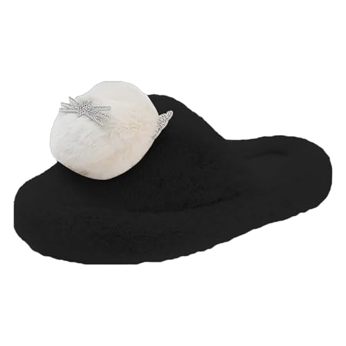 LZPCarra Hausschuhe Damen Warm Schlupfschuhe Damen Weiß Pantoffeln Plüsch Slipper Rutschfest Hausschlappen Flach Winterschuhe Gefüttert Haushaltsschuhe Flauschig Hauspantoffeln Bequem Heimschuhe von LZPCarra