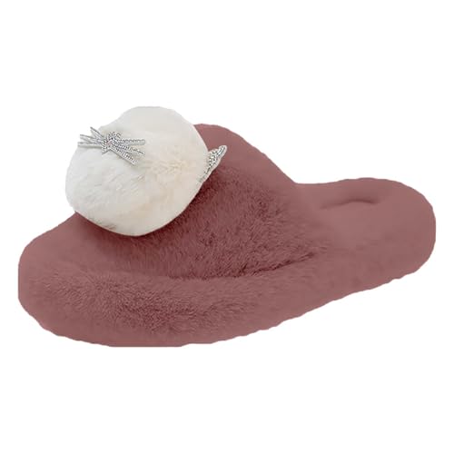 LZPCarra Hausschuhe Damen Warm Schlupfschuhe Damen Weiß Pantoffeln Plüsch Slipper Rutschfest Hausschlappen Flach Winterschuhe Gefüttert Haushaltsschuhe Flauschig Hauspantoffeln Bequem Heimschuhe von LZPCarra