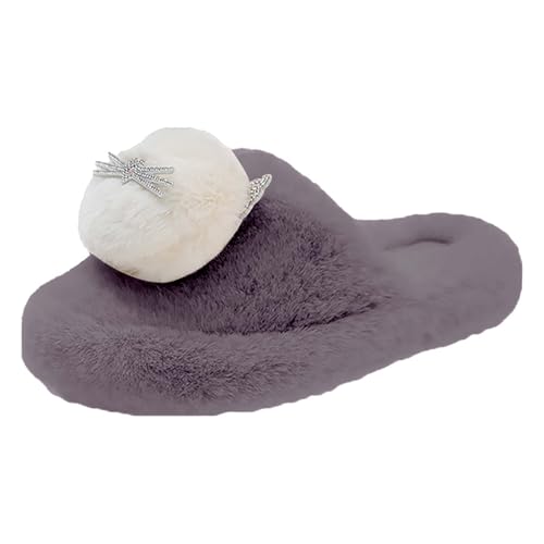 LZPCarra Hausschuhe Damen Warm Schlupfschuhe Damen Weiß Pantoffeln Plüsch Slipper Rutschfest Hausschlappen Flach Winterschuhe Gefüttert Haushaltsschuhe Flauschig Hauspantoffeln Bequem Heimschuhe von LZPCarra