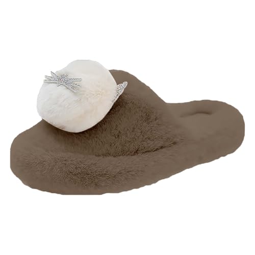 LZPCarra Hausschuhe Damen Warm Schlupfschuhe Damen Weiß Pantoffeln Plüsch Slipper Rutschfest Hausschlappen Flach Winterschuhe Gefüttert Haushaltsschuhe Flauschig Hauspantoffeln Bequem Heimschuhe von LZPCarra
