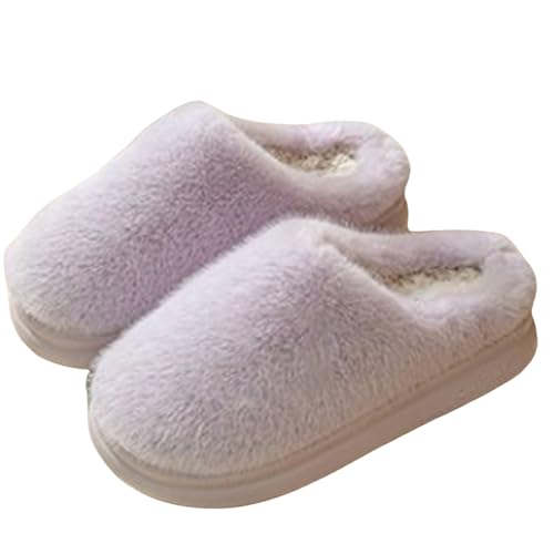 LZPCarra Hausschuhe Damen Warm Slipper Elegant Hauspantoffeln Damen Plüsch Pantoffeln Plateau Hausschlappen Gefüttert Winterschuhe Rutschfest Schlupfschuhe Indoor Baumwollhausschuhe Bequem Heimschuhe von LZPCarra