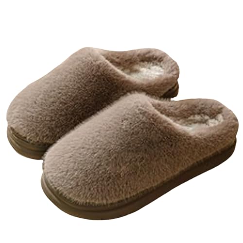 LZPCarra Hausschuhe Damen Warm Slipper Elegant Hauspantoffeln Damen Plüsch Pantoffeln Plateau Hausschlappen Gefüttert Winterschuhe Rutschfest Schlupfschuhe Indoor Baumwollhausschuhe Bequem Heimschuhe von LZPCarra