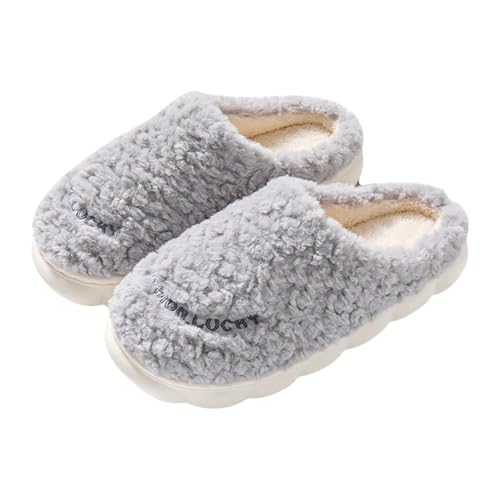 LZPCarra Hausschuhe Damen Winter Plüsch Winterschuhe Gefüttert Hausschlappen Damen Flach Schlupfschuhe Elegant Baumwollhausschuhe Flauschig Hauspantoffeln Rutschfest Haushaltsschuhe Bequem Heimschuhe von LZPCarra