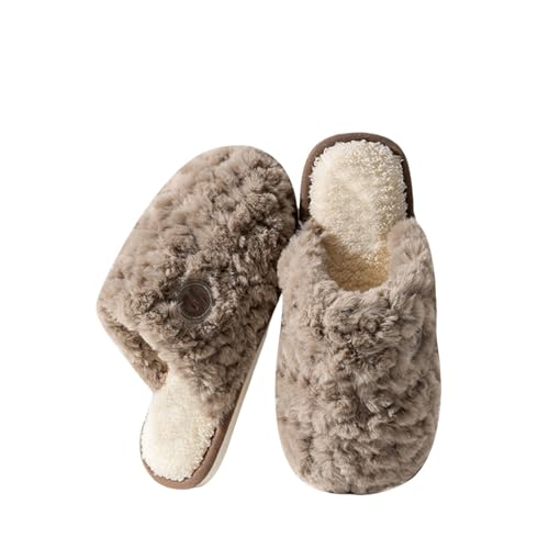 LZPCarra Hausschuhe Damen Winter Plüsch Winterschuhe Gefüttert Hausschlappen Damen Flach Slippers Elegant Schlupfschuhe Flauschig Pantoletten Rutschfest Baumwollhausschuhe Bequem Haushaltsschuhe von LZPCarra