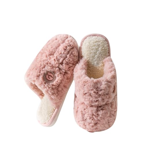 LZPCarra Hausschuhe Damen Winter Plüsch Winterschuhe Gefüttert Hausschlappen Damen Flach Slippers Elegant Schlupfschuhe Flauschig Pantoletten Rutschfest Baumwollhausschuhe Bequem Haushaltsschuhe von LZPCarra