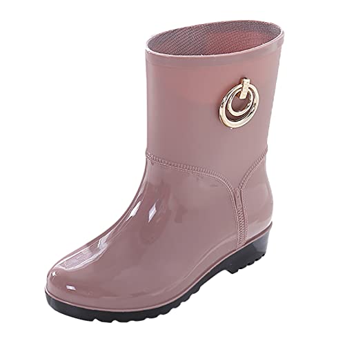 LZPCarra Heiße Damen Mid Tube Fashion Wasserdichte Stiefel Outdoor Regenstiefel Hohe Schuhe Damen Absatz Offen (A, 40) von LZPCarra