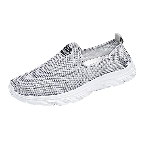 LZPCarra Herren Slipper Schuhe Mode Männer Mesh Casual Sportschuhe Slip On Einfarbig Laufende Atmungsaktive Turnschuhe mit Weichem Boden Basketball Schuhe Herren Rot (Grey, 46) von LZPCarra