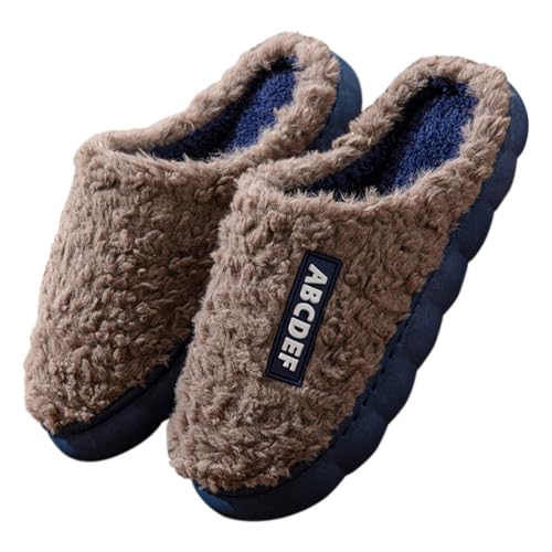 LZPCarra Hüttenschuhe Herren 44 Hausschuhe Herren Winter Schlappen Plüsch Hausschlappen Flauschig Winterschuhe Rutschfest Hauspantoffeln Elegant Baumwollhausschuhe Flach Schlupfschuhe Warm Heimschuhe von LZPCarra