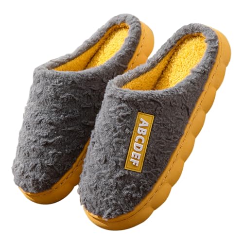 LZPCarra Hüttenschuhe Herren 44 Hausschuhe Herren Winter Schlappen Plüsch Hausschlappen Flauschig Winterschuhe Rutschfest Hauspantoffeln Elegant Baumwollhausschuhe Flach Schlupfschuhe Warm Heimschuhe von LZPCarra