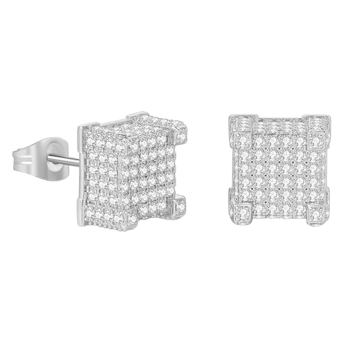 LZPCarra Hufeisenohrringe Für Männer Plated 5A+ Cubic Zirconia Cluster Round Screw On Stud ene Lange Ohrringe Damen (D, One Size) von LZPCarra