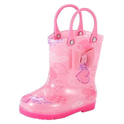 LZPCarra Kleinkind-Regenstiefel Baby-Regenstiefel Kurze Regenstiefel für Leicht anzuziehen Schneestiefel Kinder Wasserdicht 36 (Pink, 28.5 Little Child) von LZPCarra