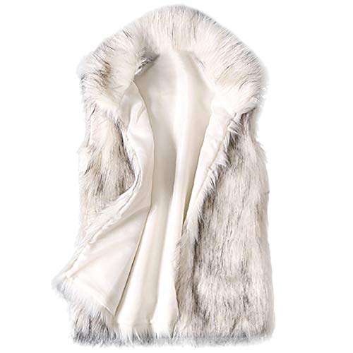 LZPCarra Kunstpelz Jacke Damen Weiß - Fellweste Lang Fellweste Kunstfell Pelzweste üBergangsmantel Herbst Lang üBergangsjacke Mit Kapuze Winter Warm Faux Pelz-Weste Felljacke-Mantel Jacke von LZPCarra