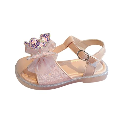 LZPCarra Mädchen Sommer Mode Strass Schmetterling Weichen Boden Baotou Prinzessin Sandalen Bequeme Rutschfeste Strandschuhe Baby Sommer Schuhe (Pink, 28 Little Child) von LZPCarra