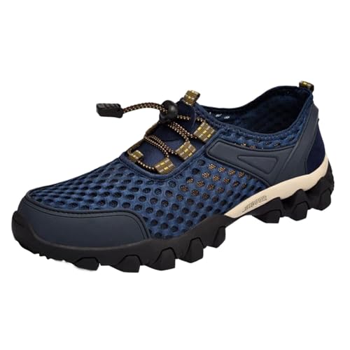 LZPCarra Männer Sommer Mesh Atmungsaktive Wanderschuhe Bequeme Wanderschuhe Outdoor Reiseschuhe Mode Lässige Sportschuhe Compatible with Motorrad Schuhe Herren Wasserdicht (Blue, 40) von LZPCarra