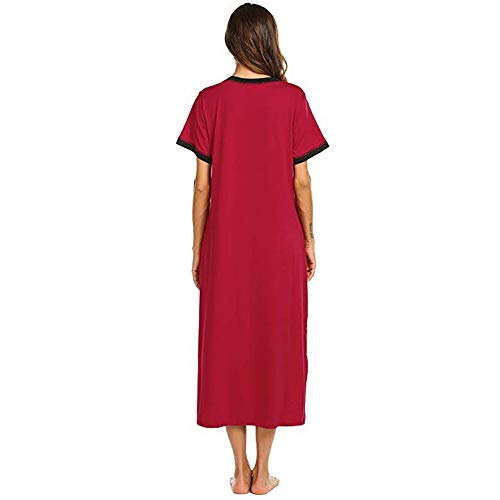 LZPCarra Nachthemden Damen Kurzarm Baumwolle Nachtkleid Lang Baumwolle GroßE GrößEn NachtwäSche- Nachtshirt- Sleepshirt- Schlafhemd Mit Taschen Schlafshirt NachtwäSche von LZPCarra