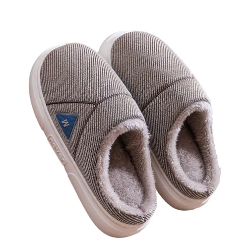 LZPCarra Pantoffeln Herren Plüsch Winterschuhe Gefüttert Elegant Hausschuhe Herren Winter Warm Hausschlappenflach Schlupfschuhe Rutschfest Slipper Unisex Haushaltsschuhe Bequem Baumwollhausschuhe von LZPCarra