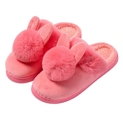 LZPCarra Slipper Damen Elegant Hausschuhe Damen Plüsch Lustig Winterschuhe Gefüttert Elegant Schlupfschuhe Warm Hausschlappen Flach Baumwollhausschuhe Flauschig Haushaltsschuhe Bequem Hauspantoffeln von LZPCarra
