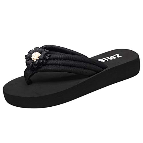 LZPCarra Strand Flip Flops Damen - Hausschuhe Damen Sommer Offen, Flip Flops Damen Stoff Weich Sandalen Leicht Badelatschen Bequeme Anpassungsfähige Sommer Strand Zehentrenner Elegant Hausschuhe von LZPCarra