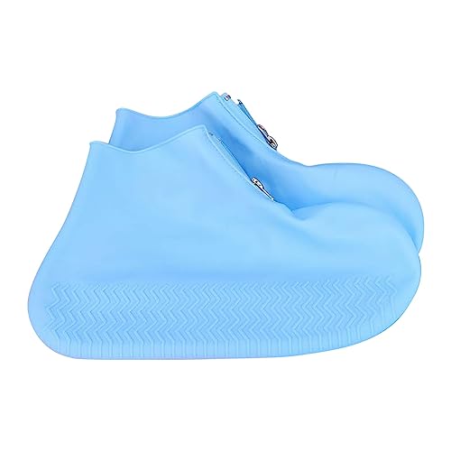 LZPCarra Verdickter, wasserdichter, Rutschfester Regenschuhüberzug aus Silikon und tragbarer, Rutschfester Regenschuhüberzug Schuhe Damen Stiefeletten Schwarz Mit Absatz (Blue, 46) von LZPCarra