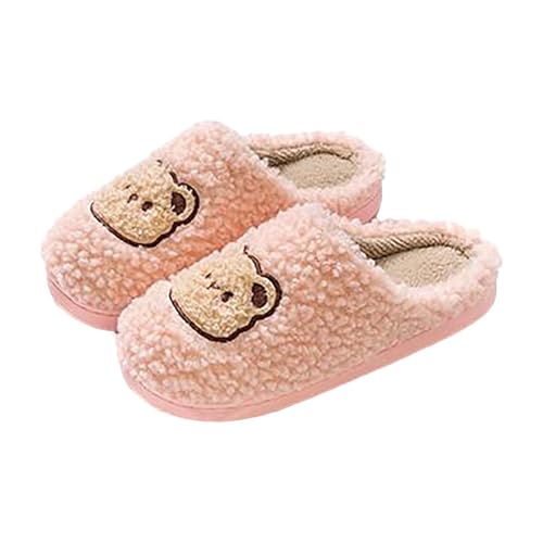 LZPCarra Winterschuhe Damen Gefüttert Hausschuhe Damen Winter Plüsch Hausschlappen Flach Schlupfschuhe Elegant Haushaltsschuhe Flauschig Baumwollhausschuhe Rutschfest Heimschuhe Unisex Hauspantoffeln von LZPCarra