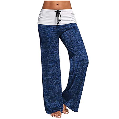 LZPCarra Yogahose Damen Weites Bein Baumwolle - Sommerhose Damen Leicht Weites Bein, Lang Freizeithose Stretch Yoga Hose Mit Kordelzug Miederhose Sporthose Lockere Hosen Mit Kordelzug Sporthosen von LZPCarra