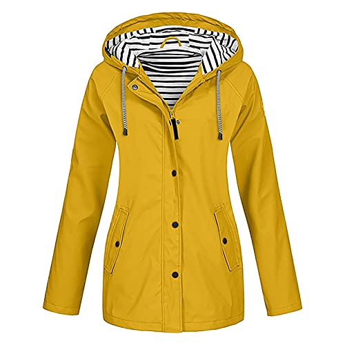 Leichte Outdoor Regenjacke Überjacke - Dünner Regenmantel Damen Schwarz, Kapuzenjacke Wasserdicht Warm Mit Regenstreifen Solide Regenjacke Lässig Coat Reißverschluss Sport Outdoor Lange Jacken von LZPCarra