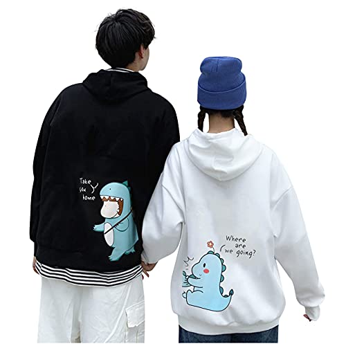 Matching Hoodies For Couples Kawaii - Couple Hoodie Dino-Kapuzenpullover Oversize Vintage Personalisiert Couple Geschenke King Queen Pullover-Partnerlook Valentinstag PäRchen Hoodie Kapuzenpulli von LZPCarra