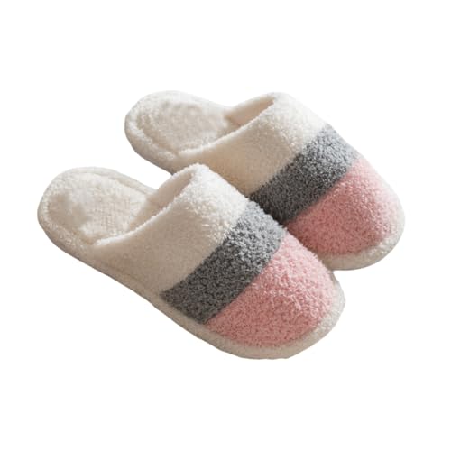 Schlappen Damen Elegant 43 Hausschlappen Flach Hausschuhe Damen Plüsch Slipper Warm Baumwollhausschuhe Rutschfest Haushaltsschuhe Bequem Hauspantoffeln Gefüttert Winterschuhe Indoor Heimschuhe von LZPCarra