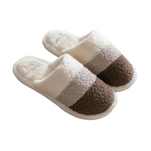 Schlappen Damen Elegant 43 Hausschlappen Flach Hausschuhe Damen Plüsch Slipper Warm Baumwollhausschuhe Rutschfest Haushaltsschuhe Bequem Hauspantoffeln Gefüttert Winterschuhe Indoor Heimschuhe von LZPCarra