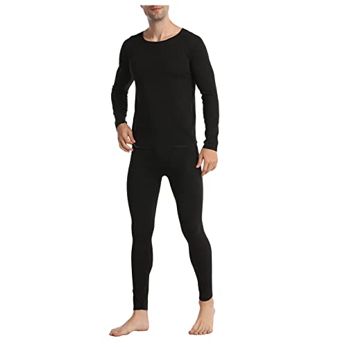 SkiunterwäSche Herren Merino - FunktionsunterwäSche Herren Winter ThermounterwäSche Extra Warm Baumwolle-Merino UnterwäSche Herren Set Lang Warme UnterwäSche Mit Innenfleece, Thermo-UnterwäSche von LZPCarra