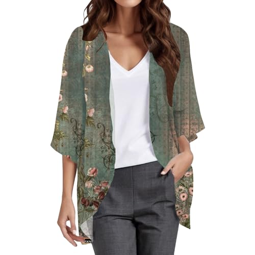 Sommer Cardigan Damen Leicht - Kimono Damen Kurz Elegant, Chiffon Sommer Elegant Cardigan Durchscheinend Kurzarm Sleeve Kimono Strickjacke Leichte Cardigan Alltagskleidung Sommer Jacke von LZPCarra