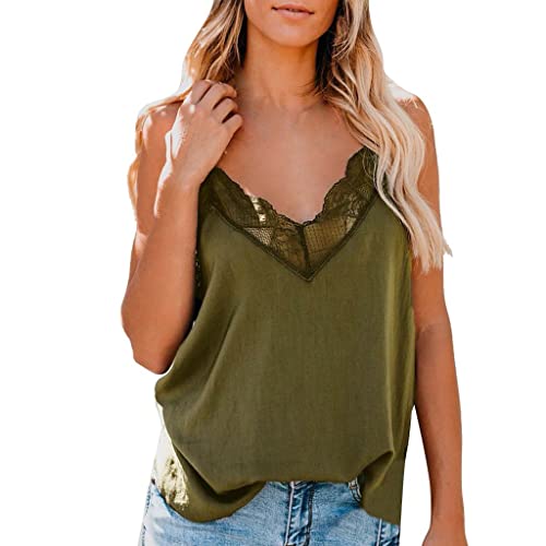 Spaghettiträger Top Damen V-Ausschnitt Trägershirt Lang Tanktops Frauen Trägertops Mit Spitzen-Unterhemden Einfarbig Elegant Ärmellose Blusentops Sexy Tank Top Weste Sommertop Shirts Vest Hemd Spaghettiträger Top Damen V-Ausschnitt Trägershirt Lang Tanktops Frauen Trägertops Mit Spitzen-Unterhemden Einfarbig Elegant Ärmellose Blusentops Sexy Tank Top Weste Sommertop Shirts Vest Hemd von LZPCarra