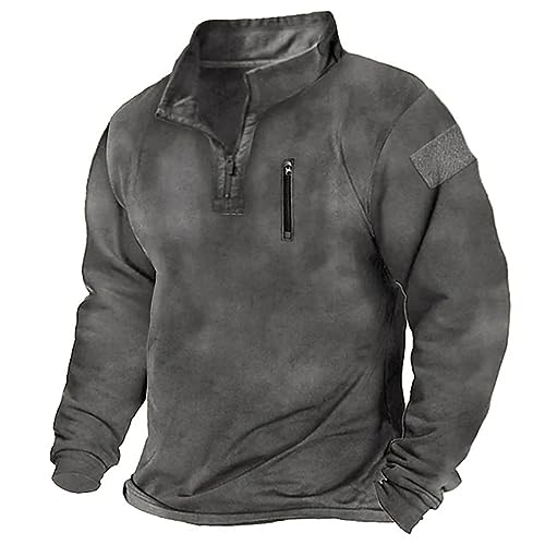 Sweatshirt Herren Ohne Kapuze Mit Reißverschluss - Pullover Herren Mit Kapuze Oversize, Half Zip Sweatjacke Ohne Kapuze Jacke Mit Kragen Pullover Männer Arbeitspullover Oversize Sport Clothing von LZPCarra