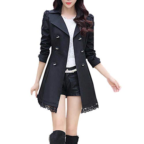 Trenchcoat Damen Kurz - Mantel Damen Herbst üBergangsjacke Slim Revers Langarm Pea Coat Zweireiher Winterjacke Elegante Frauen Kurzmantel - Wolljacke- Longblazer Mit Spitzen Parka Coat Outwear von LZPCarra