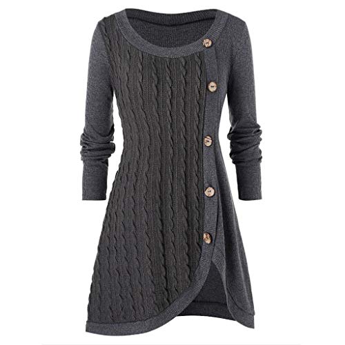Vintage Strickpullover Damen, Zopfmuster-Grobstrickpullover Damen Lang Strickpulli Oversize Longpullover GroßE GrößE Langarmshirt FüR Frauen Winterpullover Herbst Winter Oberteile Tops von LZPCarra