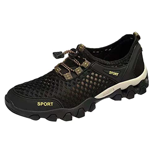 compatible with Motorsport Schuhe Herren Männer Sommer Mesh Atmungsaktive Wanderschuhe Bequeme Wanderschuhe Outdoor Reiseschuhe Mode Lässige Sportschuhe Rutschfeste Schuhe Herren Winter (Black, 43) von LZPCarra