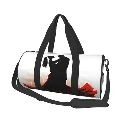 Ballroom Dance Reisetasche für Damen und Herren, Turnbeutel, große Reisetasche, Wochenendtasche, Übernachtungstasche mit Schultergurt, Schwarz, Einheitsgröße, Schwarz , Einheitsgröße von LZQPOEAS