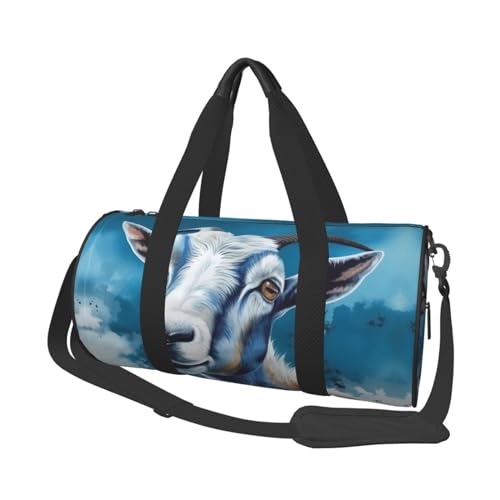 Blaue Reisetasche mit Ziegenmuster, für Damen und Herren, Turnbeutel, große Reisetasche, Wochenendtasche, Übernachtungstasche mit Schultergurt, Schwarz, Einheitsgröße, Schwarz , Einheitsgröße von LZQPOEAS