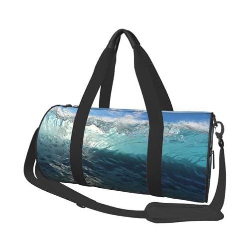 Blue Ocean Sea Wavy Seascape Reisetasche für Damen und Herren, Turnbeutel, große Reisetasche, Wochenendtasche, Übernachtungstasche mit Schultergurt, Schwarz, Einheitsgröße, Schwarz , Einheitsgröße von LZQPOEAS