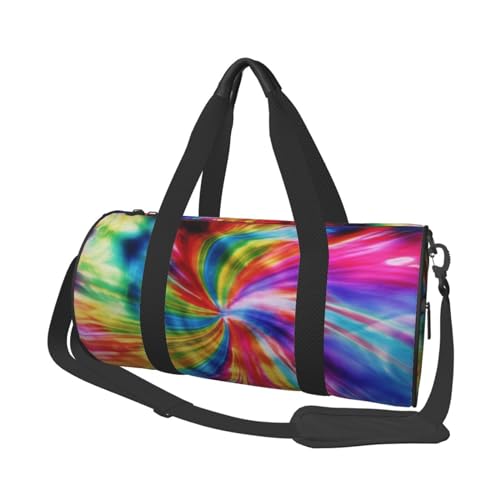 Bunte Batiktasche für Damen und Herren, Turnbeutel, große Reisetasche, Wochenendtasche, Übernachtungstasche mit Schultergurt, Schwarz, Einheitsgröße, Schwarz , Einheitsgröße von LZQPOEAS