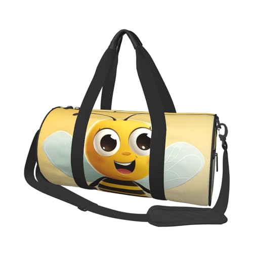 Cartoon Bee Reisetasche für Damen Herren Turnbeutel Große Duffle Bag Weekender Übernachtungstasche mit Schultergurt, Schwarz, Einheitsgröße, Schwarz , Einheitsgröße von LZQPOEAS