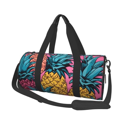 Color Pineapple Reisetasche für Damen und Herren, Sporttasche, große Reisetasche, Wochenendtasche, Übernachtungstasche mit Schultergurt, Schwarz, Einheitsgröße, Schwarz , Einheitsgröße von LZQPOEAS