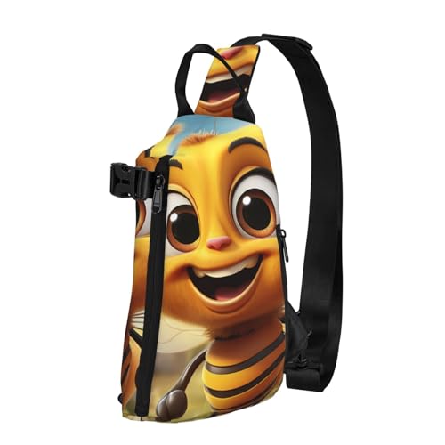 Crossbody Sling Rucksack Bee Sling Bag für Damen Herren Brusttasche Mode Hüfttasche Verstellbare Bauchtasche Schwarz Einheitsgröße, Schwarz , Einheitsgröße von LZQPOEAS