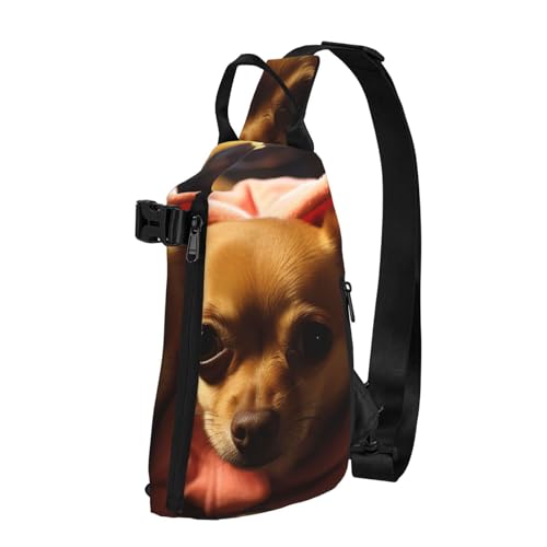 Crossbody Sling Rucksack Depressed Chihuahua Sling Bag für Damen Herren Brusttasche Mode Hüfttasche Verstellbare Bauchtasche Schwarz Einheitsgröße, Schwarz , Einheitsgröße von LZQPOEAS
