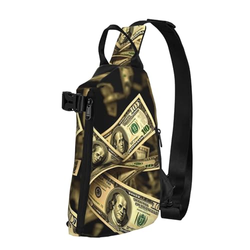 Crossbody Sling Rucksack Dollar Zeichen Geld Sling Bag für Damen Herren Brusttasche Mode Hüfttasche Verstellbare Bauchtasche Schwarz, Einheitsgröße, Schwarz , Einheitsgröße von LZQPOEAS