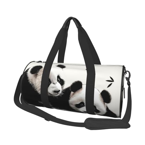 Cute Pandas Reisetasche für Damen Herren Turnbeutel Große Duffle Bag Weekender Übernachtungstasche mit Schultergurt, Schwarz, Einheitsgröße, Schwarz , Einheitsgröße von LZQPOEAS